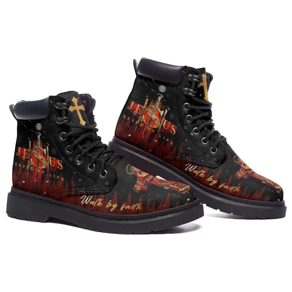 Black Jesus Walk By Faith Tbl Boots - Christian Shoes For Men And Women