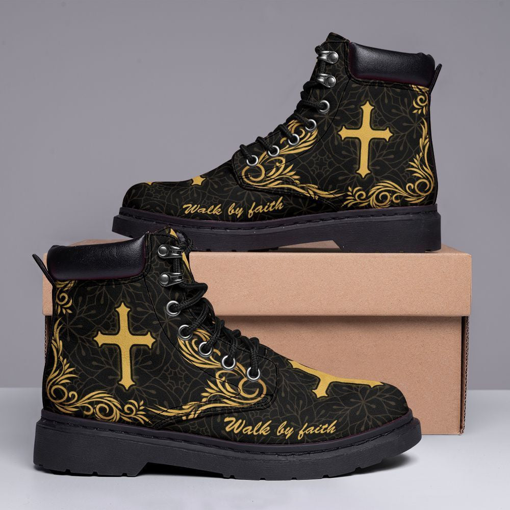 Devotion Boot Black Jesus Walk By Faith Leather Boots 3 - Christian Shoes For Men An ...