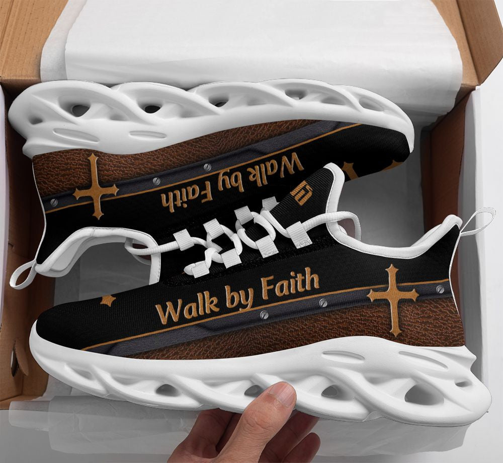 Black Jesus Walk By Faith Yezy Running Sneakers 1 Max Soul Shoes - Christian Shoes For Men And Women