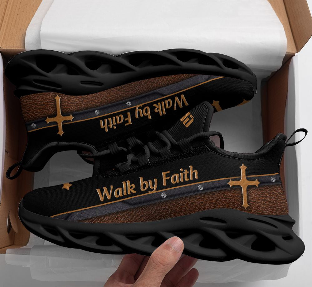 Black Jesus Walk By Faith Yezy Running Sneakers 1 Max Soul Shoes - Christian Shoes For Men And Women
