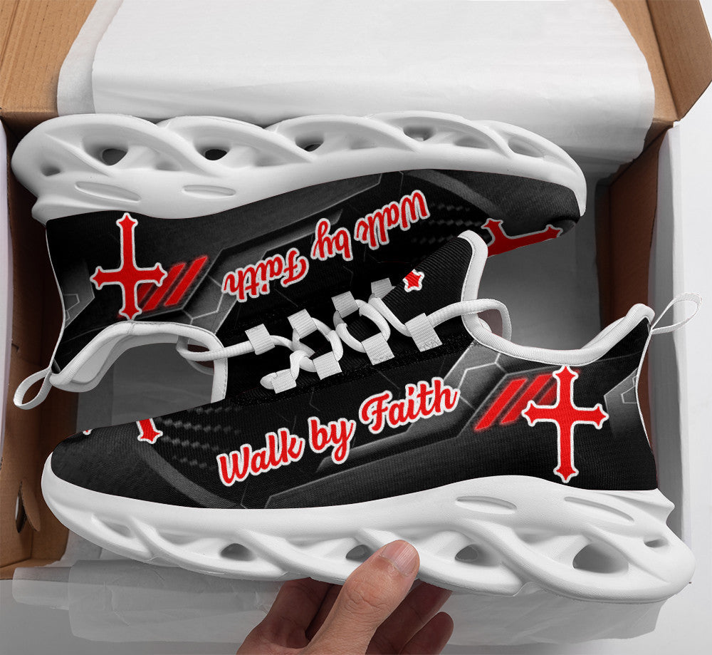 Black Jesus Walk By Faith Yezy Running Sneakers 2 Max Soul Shoes - Christian Shoes For Men And Women