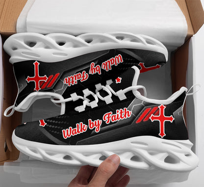 Black Jesus Walk By Faith Yezy Running Sneakers 2 Max Soul Shoes - Christian Shoes For Men And Women