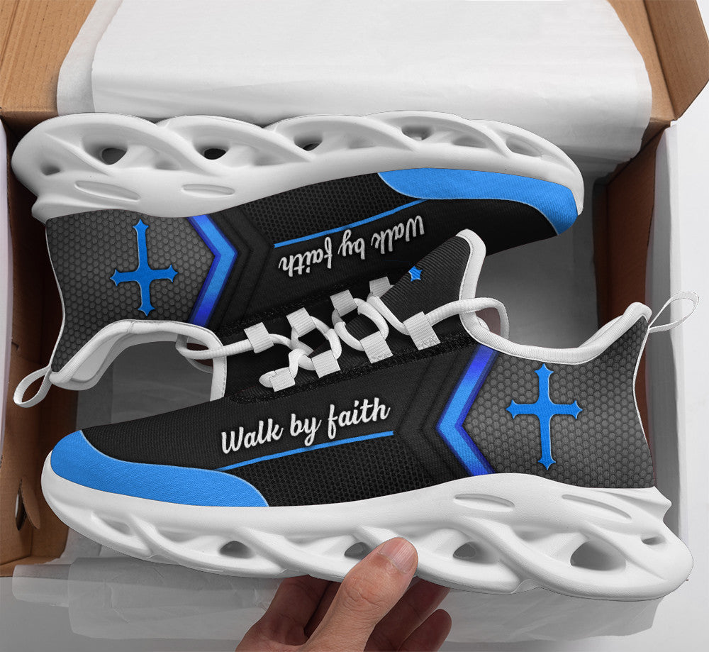 Black Jesus Walk By Faith Yezy Running Sneakers 3 Max Soul Shoes - Christian Shoes For Men And Women