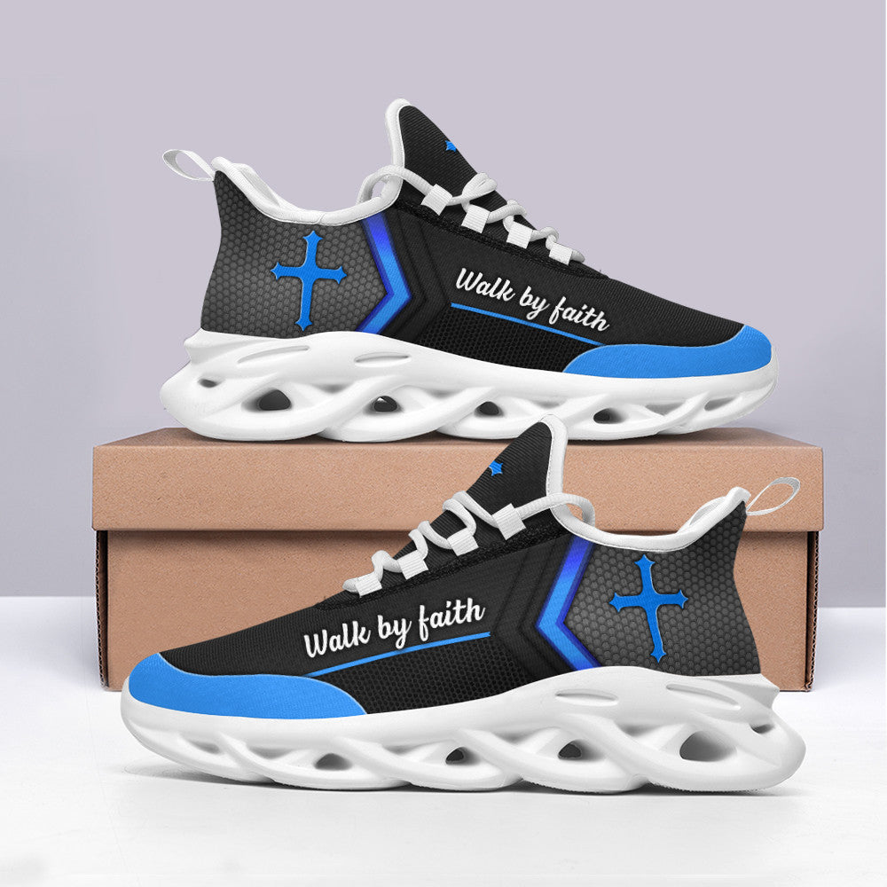 Black Jesus Walk By Faith Yezy Running Sneakers 3 Max Soul Shoes - Christian Shoes For Men And Women