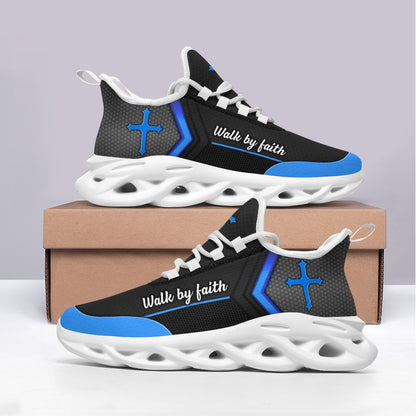 Black Jesus Walk By Faith Yezy Running Sneakers 3 Max Soul Shoes - Christian Shoes For Men And Women