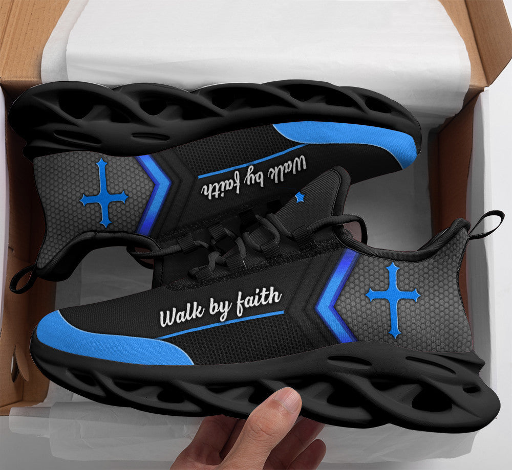 Black Jesus Walk By Faith Yezy Running Sneakers 3 Max Soul Shoes - Christian Shoes For Men And Women