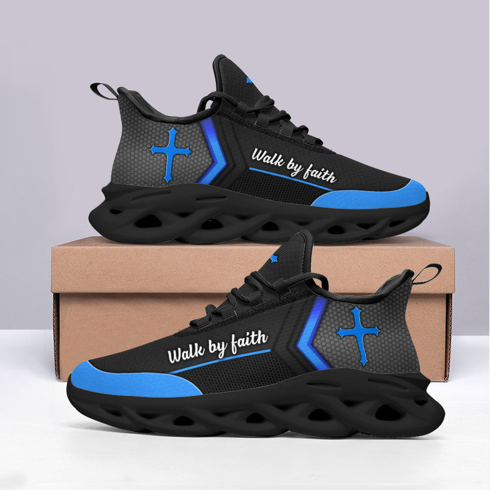 Black Jesus Walk By Faith Yezy Running Sneakers 3 Max Soul Shoes - Christian Shoes For Men And Women