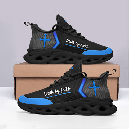 Black Jesus Walk By Faith Yezy Running Sneakers 3 Max Soul Shoes - Christian Shoes For Men And Women
