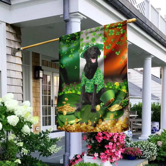 Black Labrador 2 House Flag - St Patrick's Day Garden Flag - Outdoor St Patrick's Day Decor