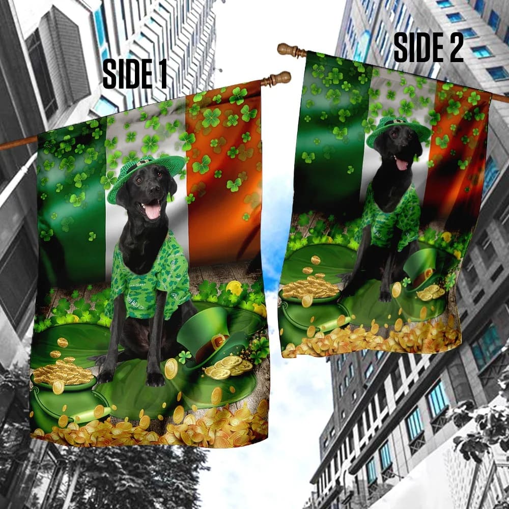 Black Labrador 2 House Flag - St Patrick's Day Garden Flag - Outdoor St Patrick's Day Decor