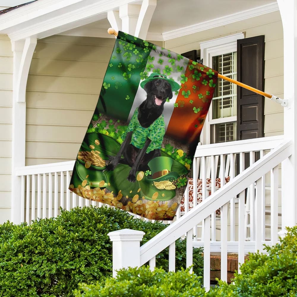 Black Labrador 2 House Flag - St Patrick's Day Garden Flag - Outdoor St Patrick's Day Decor