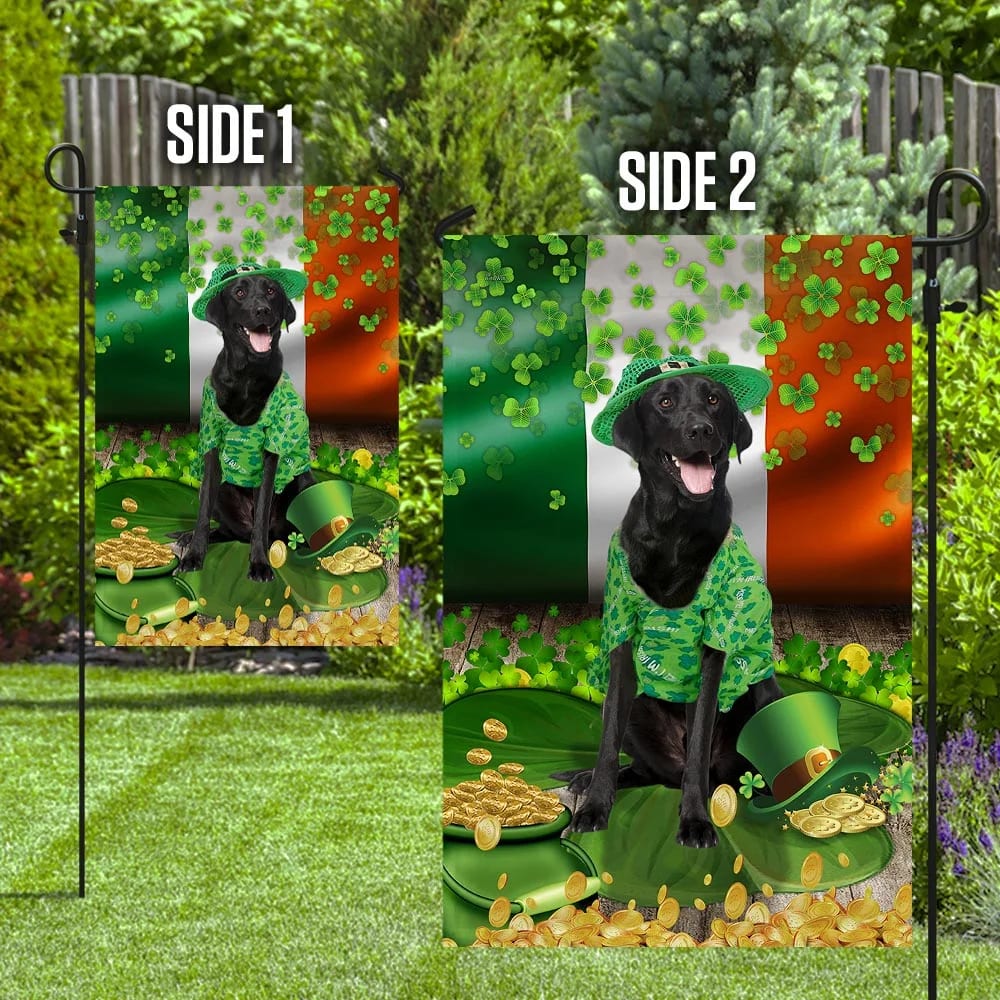 Black Labrador 2 House Flag - St Patrick's Day Garden Flag - Outdoor St Patrick's Day Decor