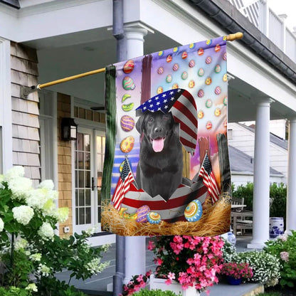 Black Labrador American Easter House Flags - Happy Easter Garden Flag - Decorative Easter Flags