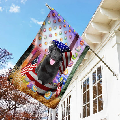 Black Labrador American Easter House Flags - Happy Easter Garden Flag - Decorative Easter Flags