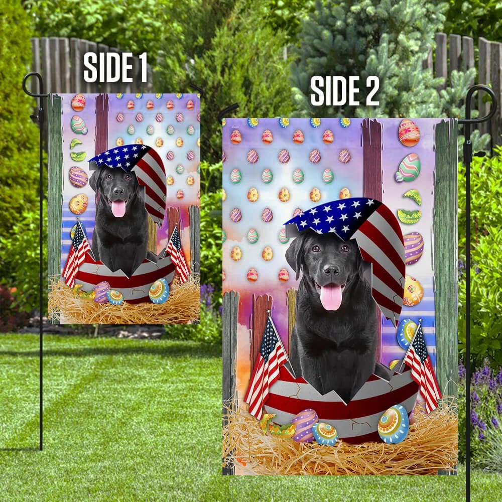 Black Labrador American Easter House Flags - Happy Easter Garden Flag - Decorative Easter Flags