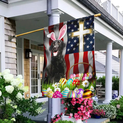 Black Labrador Easter American House Flag - Happy Easter Garden Flag - Decorative Easter Flags