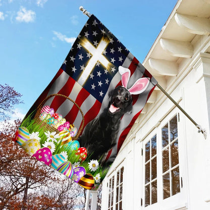 Black Labrador Easter American House Flag - Happy Easter Garden Flag - Decorative Easter Flags