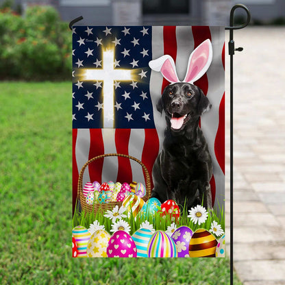 Black Labrador Easter American House Flag - Happy Easter Garden Flag - Decorative Easter Flags