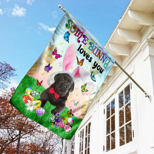 Black Labrador Easter Some Bunny Loves You House Flag - Happy Easter Garden Flag - Decorative Easter Flags