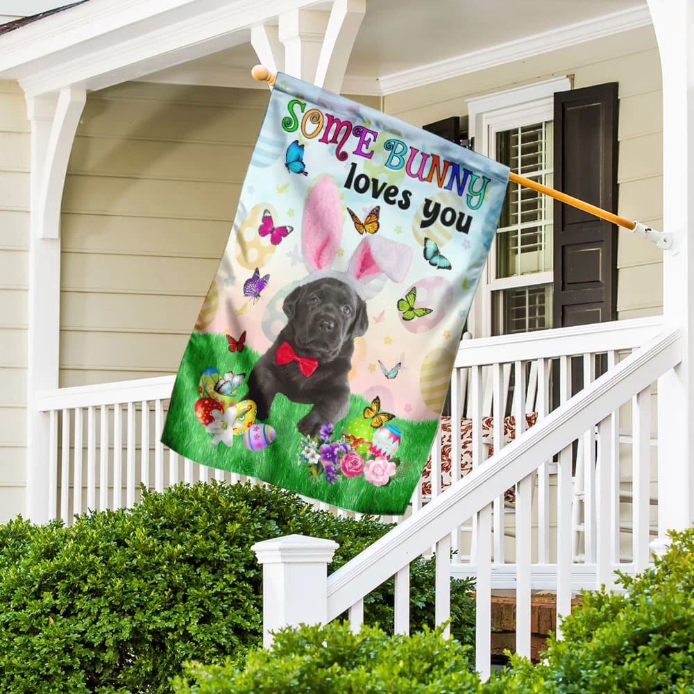 Black Labrador Easter Some Bunny Loves You House Flag - Happy Easter Garden Flag - Decorative Easter Flags