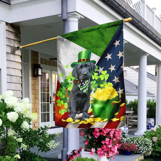 Black Labrador House Flag - St Patrick's Day Garden Flag - Outdoor St Patrick's Day Decor