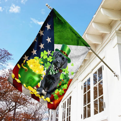 Black Labrador House Flag - St Patrick's Day Garden Flag - Outdoor St Patrick's Day Decor