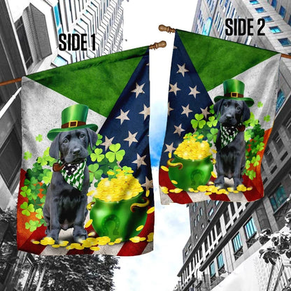 Black Labrador House Flag - St Patrick's Day Garden Flag - Outdoor St Patrick's Day Decor