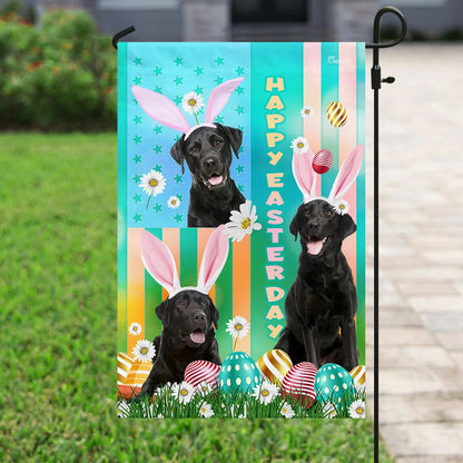 Black Labrador Retriever Easter House Flags - Happy Easter Garden Flag - Decorative Easter Flags