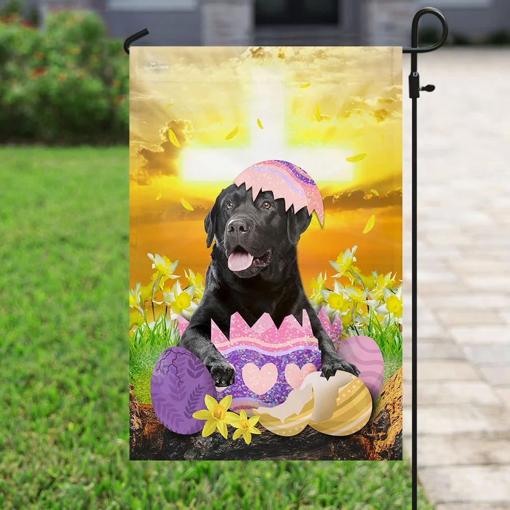 Black Labrador Retriever Is Ready For Easter House Flag - Happy Easter Garden Flag - Decorative Easter Flags