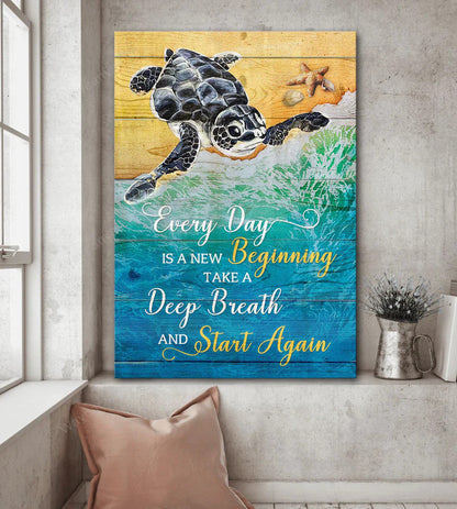 Black Turtle Canvas - Every Day Is A New Beginning Canvas Prints