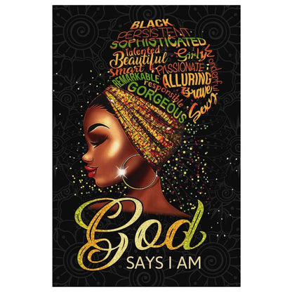 Black Woman God Says I Am Canvas Art - Bible Verse Canvas - Scripture Wall Art