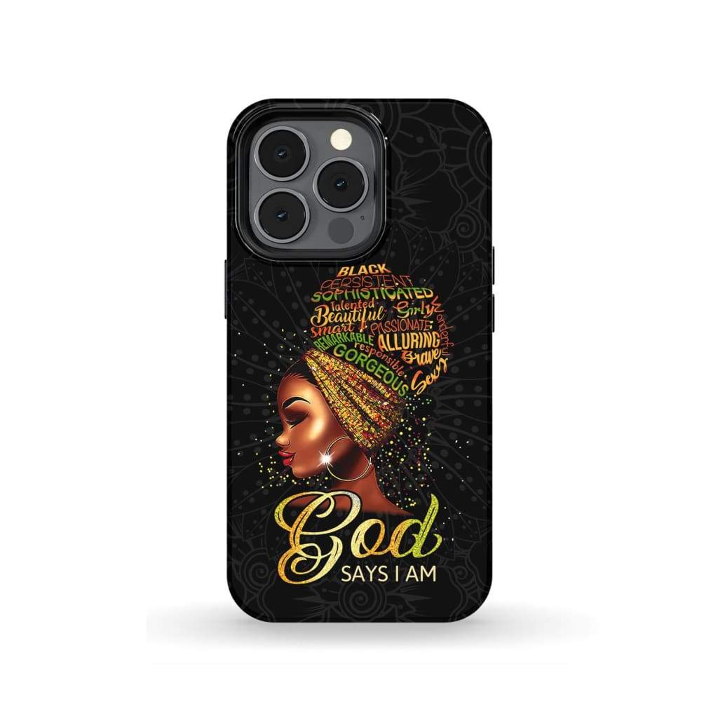 Black Woman God Says I Am Christian Phone Case- Iphone Samsung Cases Christian