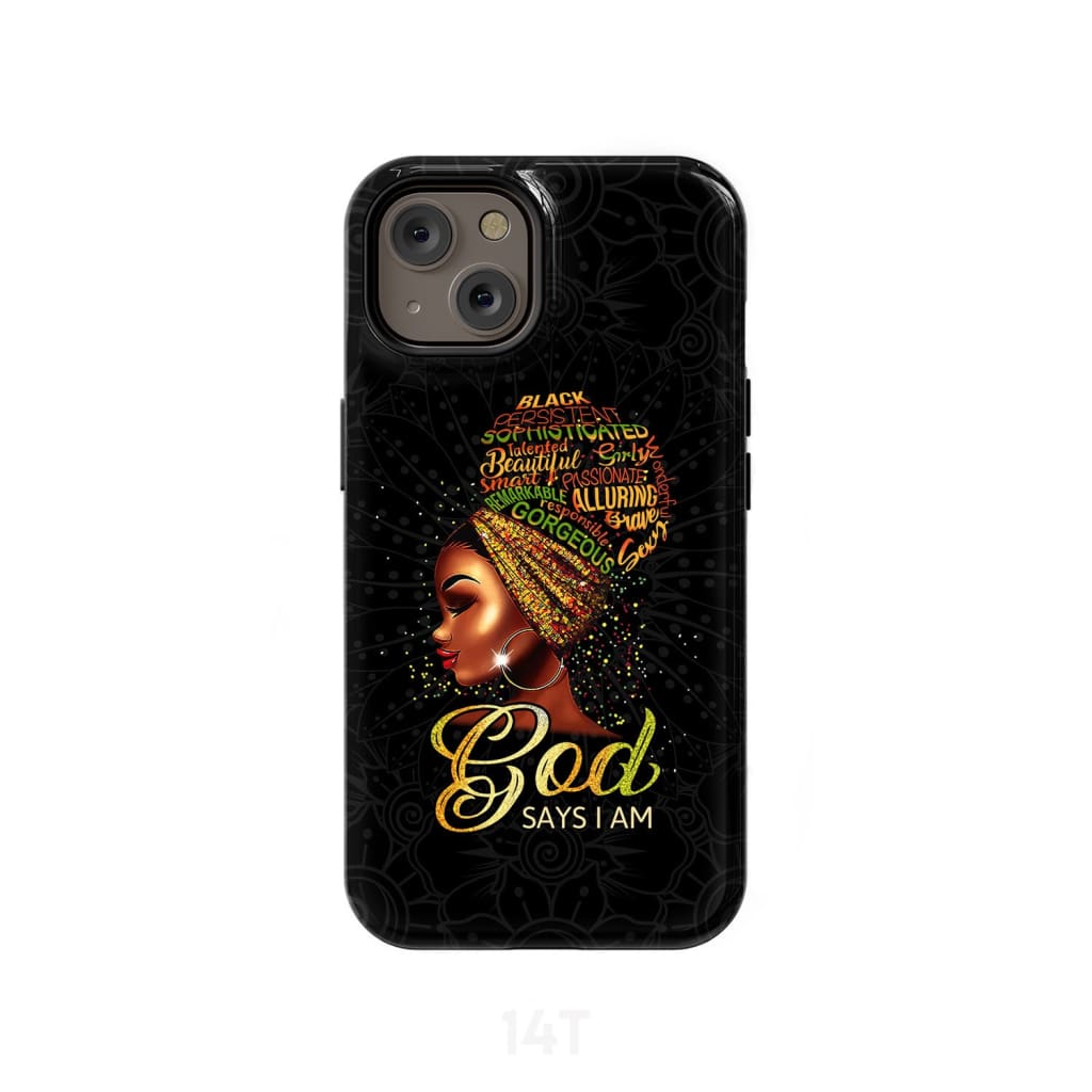 Black Woman God Says I Am Christian Phone Case- Iphone Samsung Cases Christian