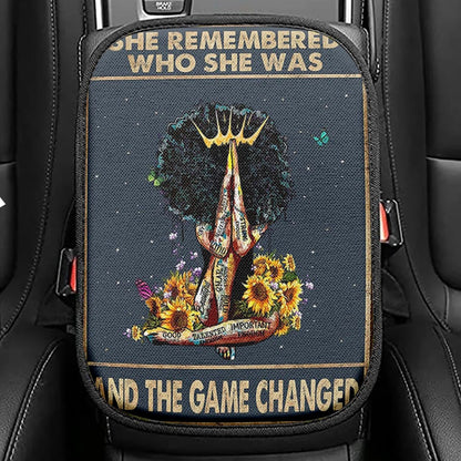 Black Women Sunflower Seat Box Cover, African American Woman Car Center Console Cover, Boho Car Interior Accessoriesation