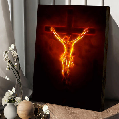 Blazing Jesus Crucifixion Canvas Wall Art - Easter Canvas Pictures - Christian Canvas Wall Decor
