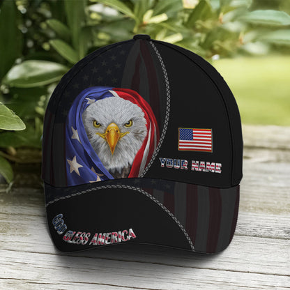 Bless America Eagle With Flag Baseball Cap