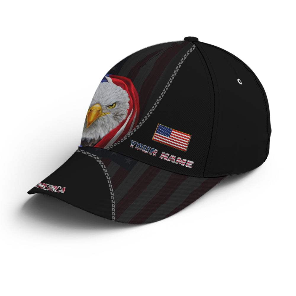 Bless America Eagle With Flag Baseball Cap