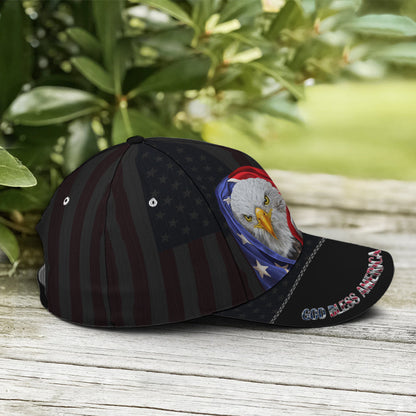 Bless America Eagle With Flag Baseball Cap