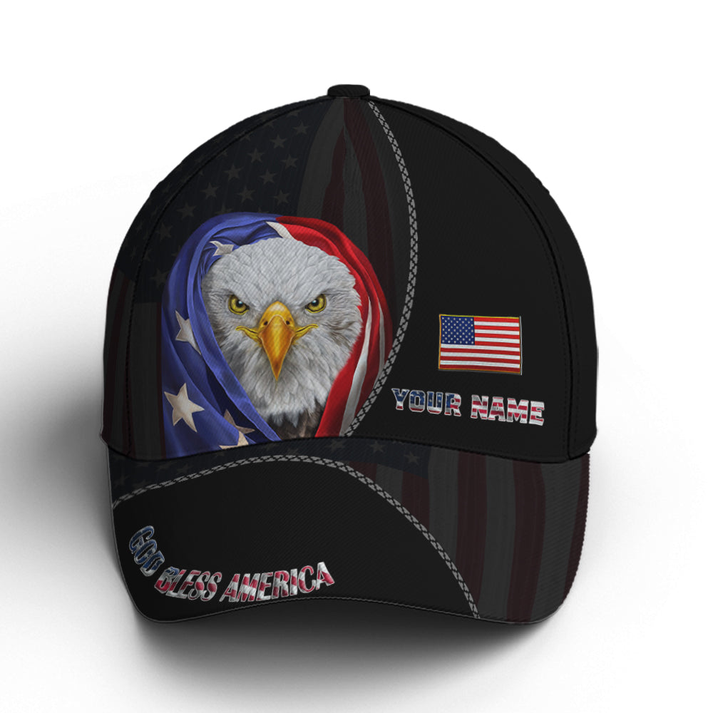 Bless America Eagle With Flag Baseball Cap