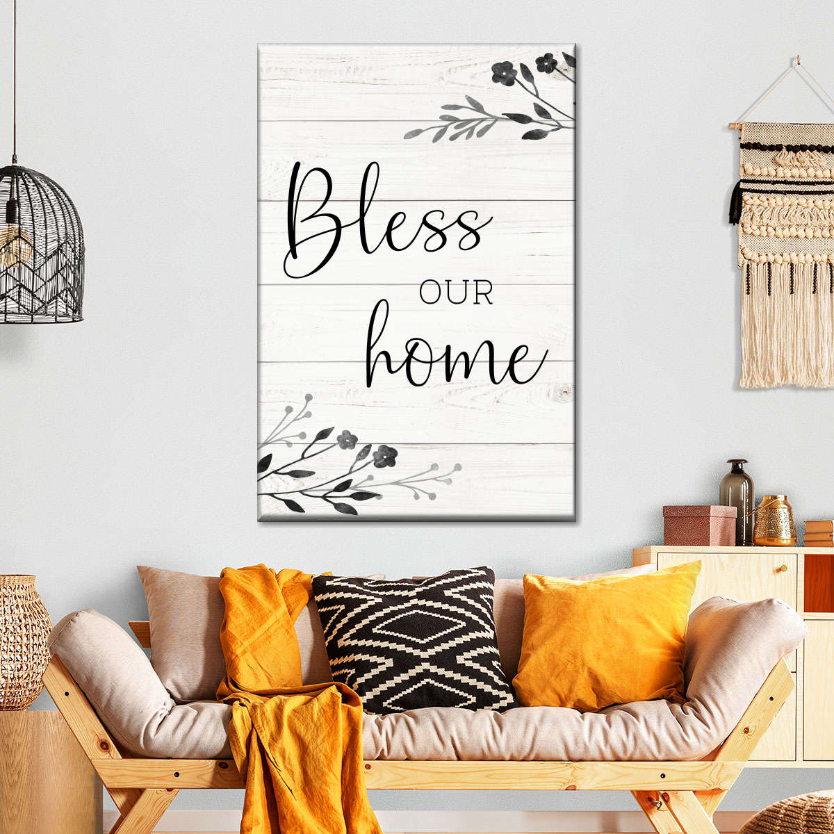 Bless Our Home Canvas Wall Art - Christian Wall Decor Art - Religious Wall Decor