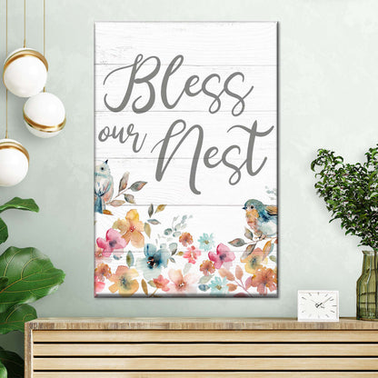 Bless Our Nest Canvas Wall Art - Christian Wall Decor Art - Religious Wall Decor
