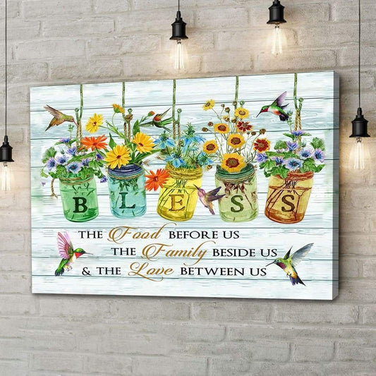 Bless The Food Before Us Canvas Wall Art - Religious Wall Decor