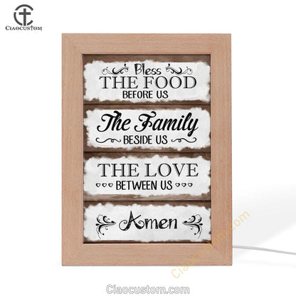 Bless The Food Before Us Frame Lamp Prints - Bible Verse Wooden Lamp - Scripture Night Light