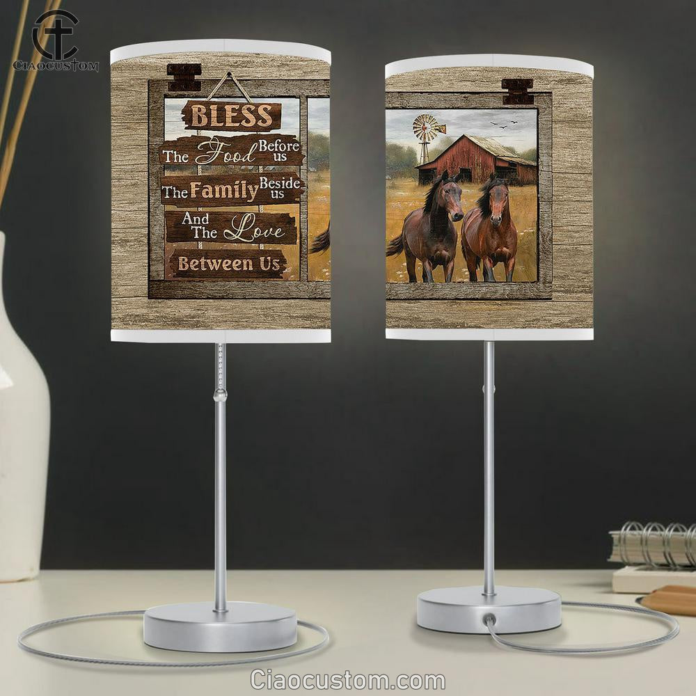 Bless The Food Before Us Horses Meadow Land Windmill Lamp Art Table Lamp - Christian Room Decor - Gifts For Horse Lovers