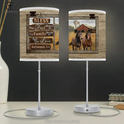 Bless The Food Before Us Horses Meadow Land Windmill Lamp Art Table Lamp - Christian Room Decor - Gifts For Horse Lovers