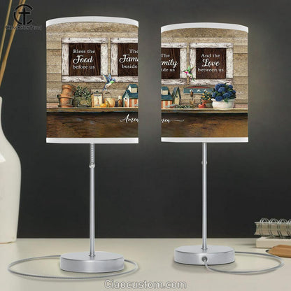 Bless The Food Before Us Kitchen Hummingbird Table Lamp Prints - Religious Table Lamp Art - Christian Home Decor