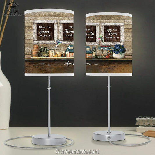Bless The Food Before Us Kitchen Hummingbird Table Lamp Prints - Religious Table Lamp Art - Christian Home Decor