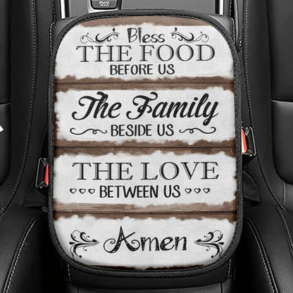 Bless The Food Before Us Seat Box Cover, Bible Verse Car Center Console Cover, Scripture Car Interior Accessories