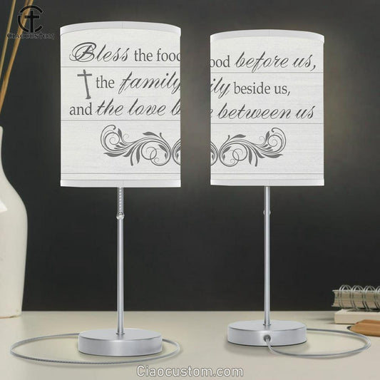 Bless The Food Before Us Table Lamp For Bedroom - Christian Lamp Art - Christian Room Decor