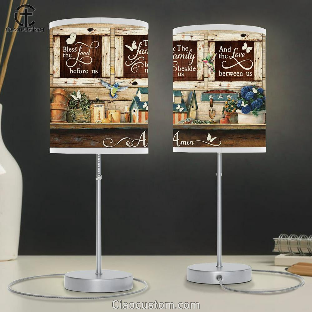 Bless The Food Before Us The Family Beside Us And The Love Between Us Large Table Lamp Art - Christian Lamp Art Home Decor - Religious Table Lamp Prints